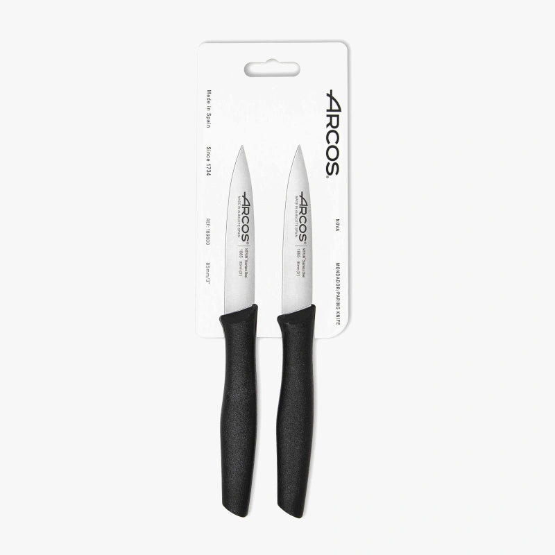 Set of 2 Nova Series 85 mm Paring Knives in Black