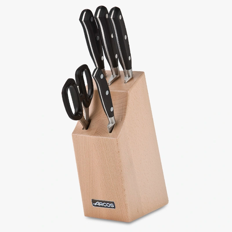 Conjunto de cozinha Série Riviera de 5 peças com suporte de madeira