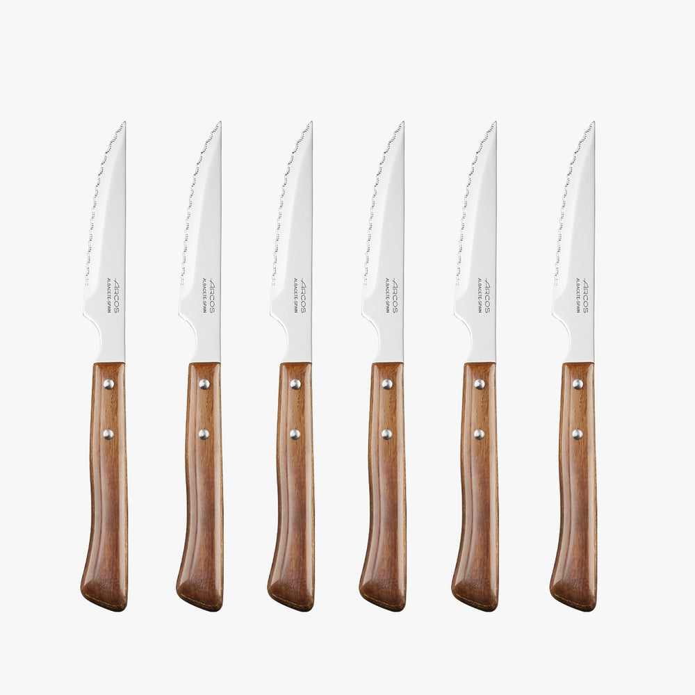 Set 6 pzas. Cuchillos Chuleteros Madera de Haya Dentados