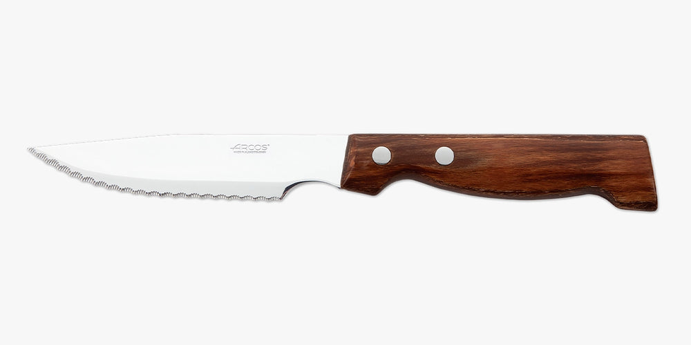 Couteau à steak lame large bois de hêtre compressé 120 mm