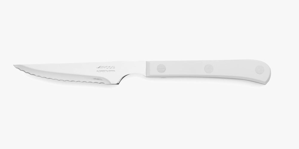 Cuchillo Chuletero Blanco Con Sierra Polioximetileno 115 mm