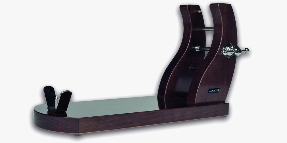Ham stand made of pine wood, mahogany colour