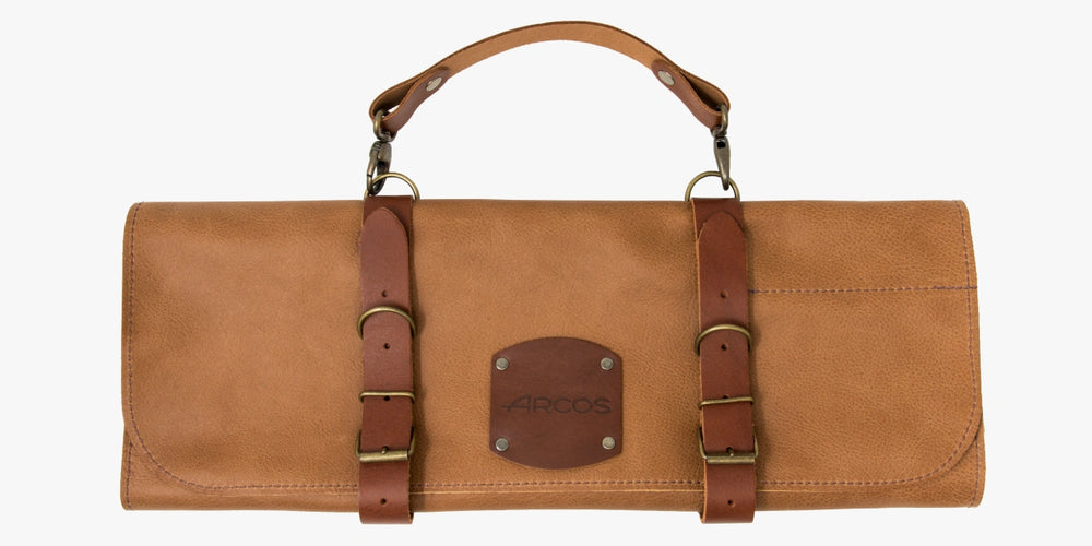 Bolsa cuchillos de piel y herrajes metálicos capacidad 5 piezas