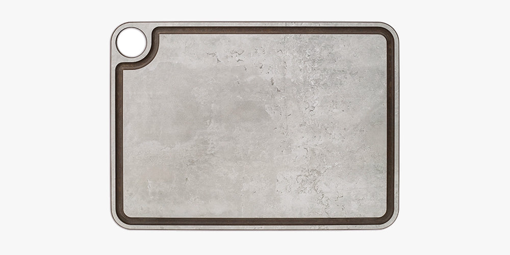 Grey Cutting Board With Channel And Hanger 377 X 277 mm