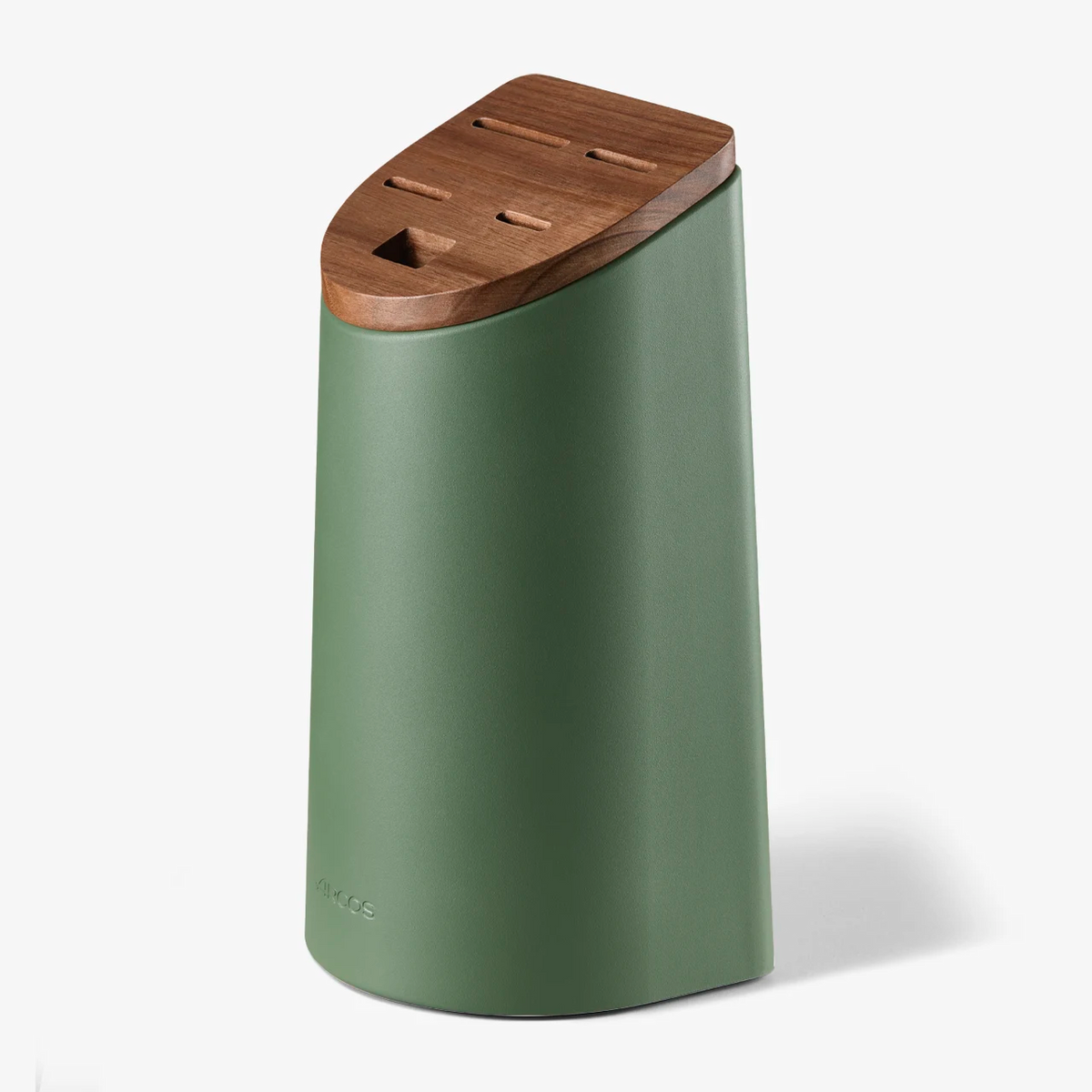 Supporto per coltelli Universal verde con coperchio in legno di acacia