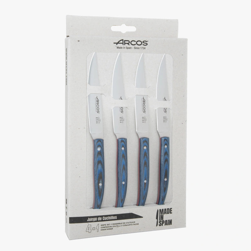 Conjunto de 4 facas de bife da série The Origin com cabo Mi Carta azul de 110 mm