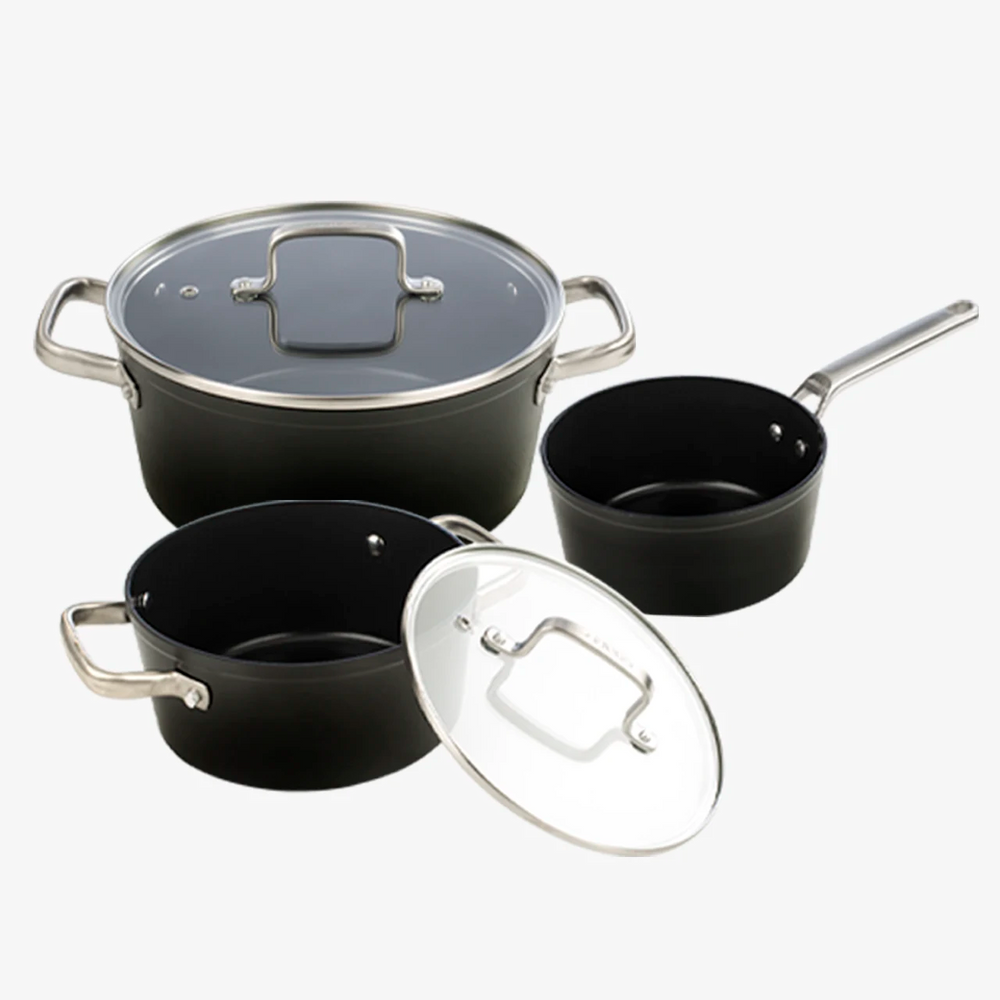 Set mit 2 Kasserollen und Keramik-Antihaft-Stielkasserolle der Serie Samoa