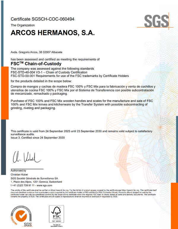 Certificado SGS